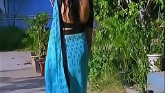 hot milf in blue saree