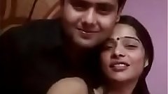 Horny wife romancing with husband on selfie video