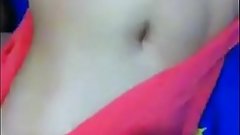 Bushy Malay girl with pink lingerie pleasuring herself